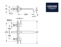 BATERIA LAVABO MURAL ALLURE GROHE